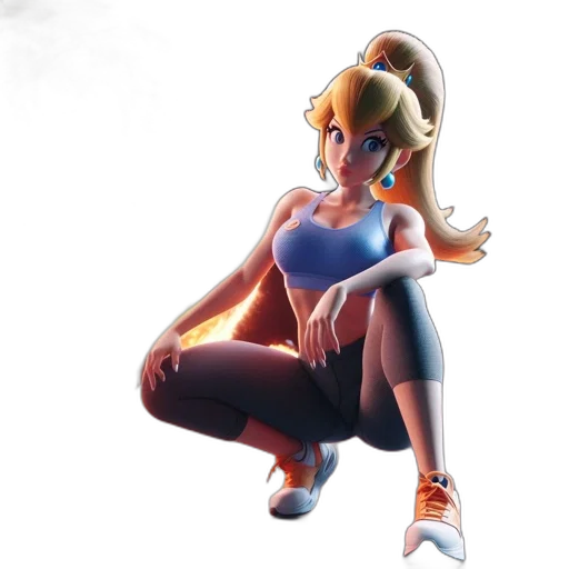 concept art, 3d render, anime, comic book art, athletic, woman, long, blond transparent PNG cut-out