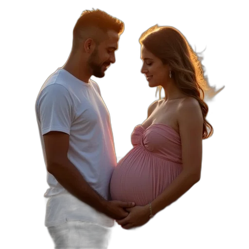 photorealistic, expecting, couple, their transparent PNG cut-out