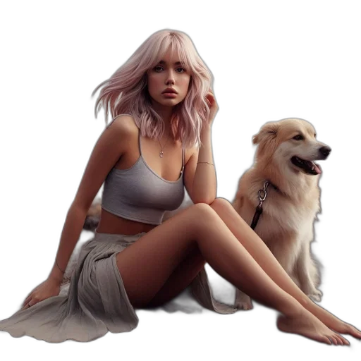 creature, animal, dress, hair, photorealistic, concept art, fantasy art, oil painting transparent PNG cut-out