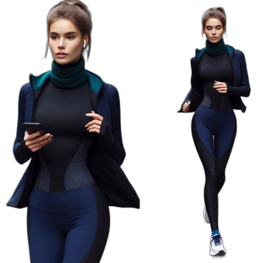 jacket, concept art, cyberpunk, blue, dark, monochrome, young, woman transparent PNG cut-out