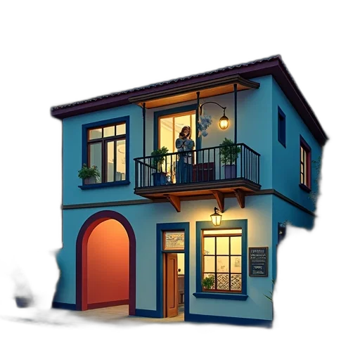 building, furniture, 3d render, concept art, photorealistic, pixel art, city street, night transparent PNG cut-out