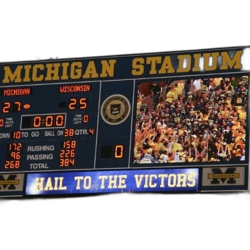 large, scoreboard, michigan, stadium, displays, score, 27-25, favor transparent PNG cut-out