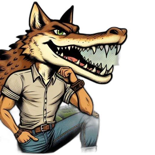 animal, staff, jacket, creature, concept art, cartoon, comic book art, 3d render transparent PNG cut-out