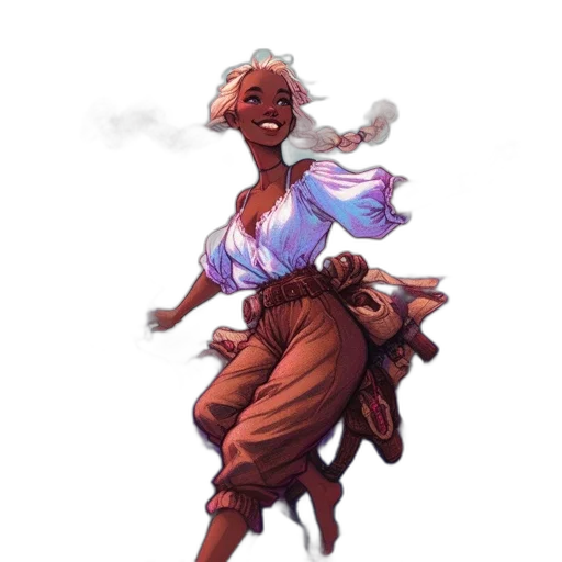 dress, staff, concept art, fantasy art, comic book art, pixel art, fire, earth tones transparent PNG cut-out
