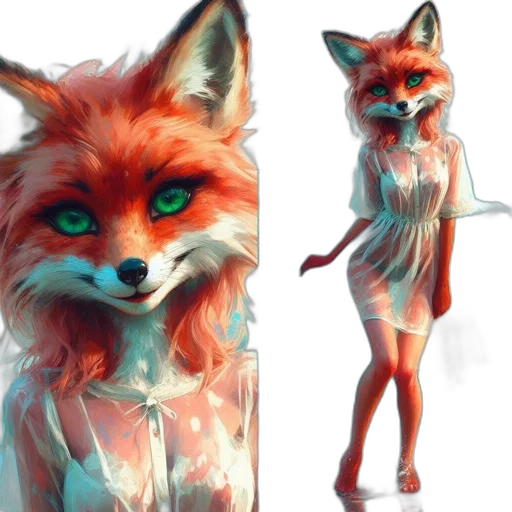 dress, creature, mask, animal, concept art, 3d render, fantasy art, watercolor transparent PNG cut-out