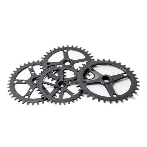 3d render, group, bicycle, sprockets, set, against, white, backdrop transparent PNG cut-out