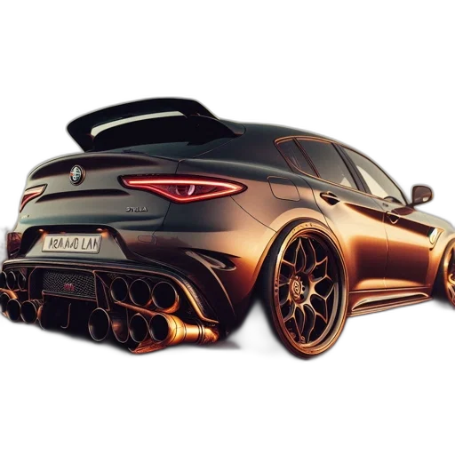 car, 3d render, photorealistic, concept art, fantasy art, modern, rear, spoiler transparent PNG cut-out