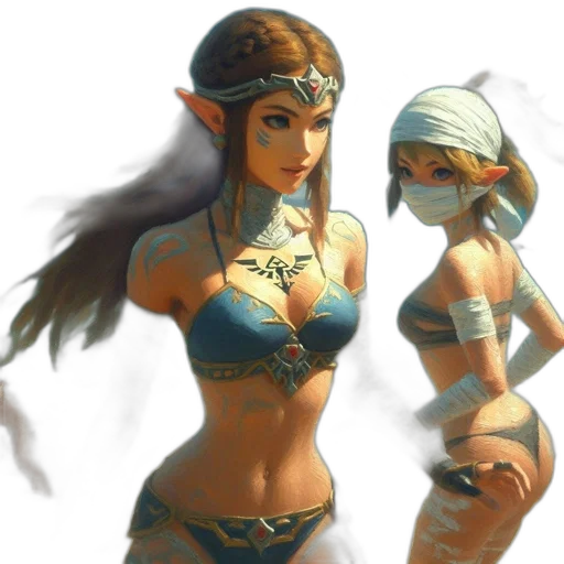 fantasy art, concept art, 3d render, pixel art, pastel, earth tones, two, women transparent PNG cut-out