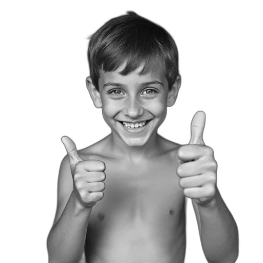 face, photorealistic, 3d render, black, white, photograph, young, boy transparent PNG cut-out