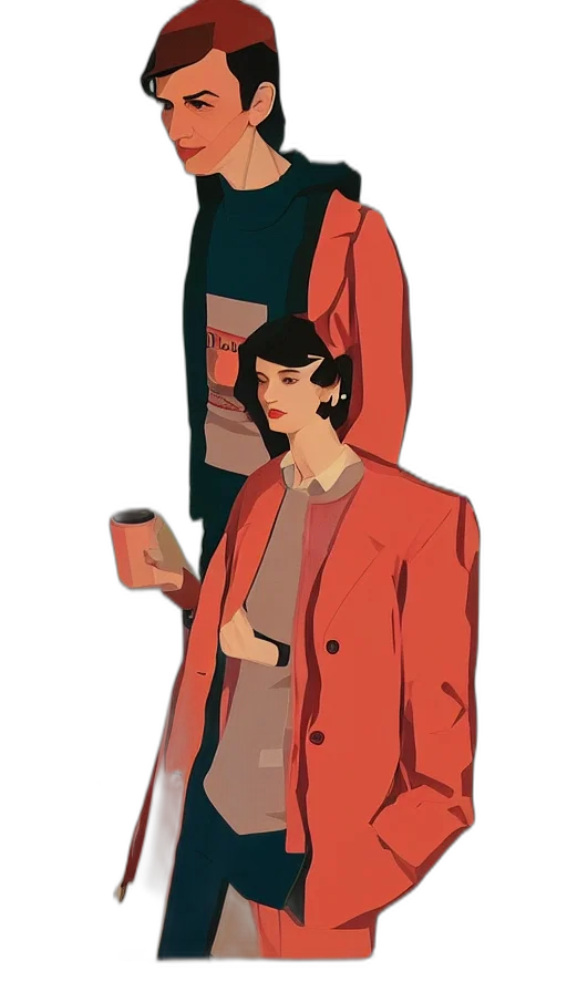 jacket, dress, staff, hat transparent PNG cut-out