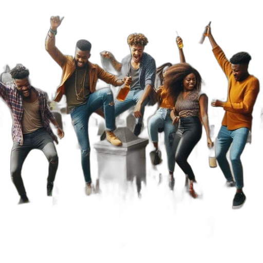 furniture, staff, concept art, 3d render, five, young, people, celebrate transparent PNG cut-out