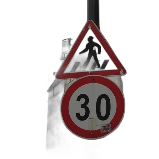 3d render, concept art, photorealistic, fog, red, white, sign, man transparent PNG cut-out