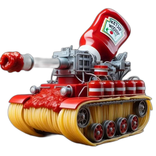 robot, weapon, 3d render, concept art, imaginative, work, portrays, tank-shaped transparent PNG cut-out