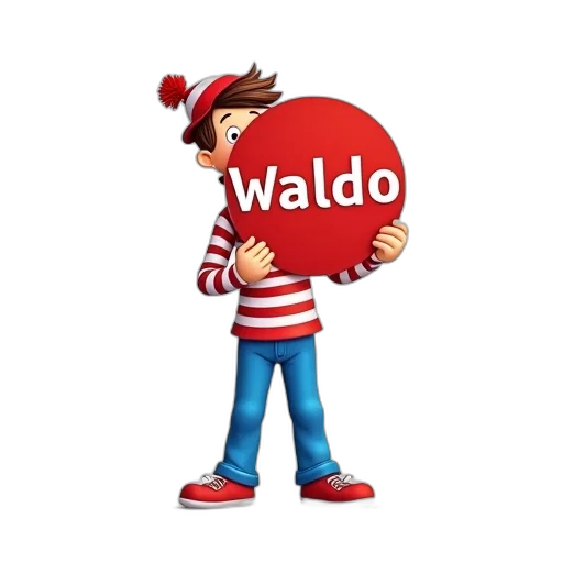 hat, 3d render, concept art, cartoon, character, resembling, where, waldo transparent PNG cut-out