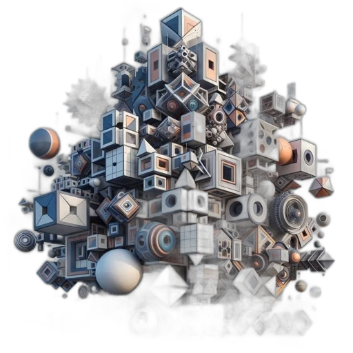 robot, building, 3d render, concept art, intricate, multicolored, structure, made transparent PNG cut-out
