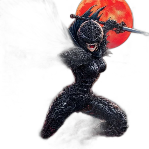 mask, creature, robot, weapon, concept art, fantasy art, comic book art, 3d render transparent PNG cut-out
