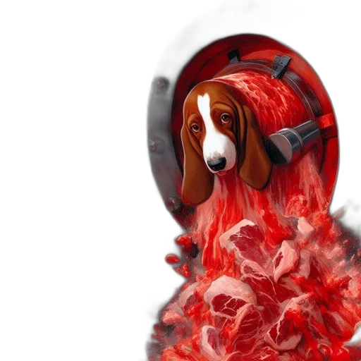 animal, hair, photorealistic, concept art, 3d render, red, industrial, setting transparent PNG cut-out