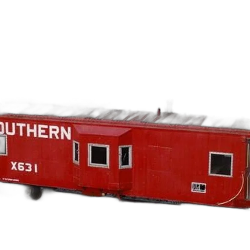 3d render, red, train, car, word, southern, painted, sits transparent PNG cut-out