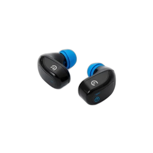 pair, black, wireless, earbuds, blue, ear, tips, charging transparent PNG cut-out