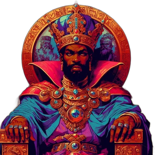 crown, sword, staff, face, fantasy art, pixel art, concept art, vaporwave transparent PNG cut-out
