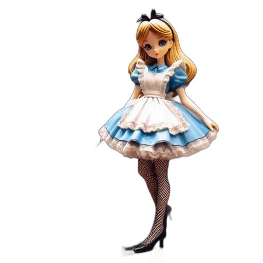dress, 3d render, concept art, cartoon, fantasy art, figurine, alice, wonderland transparent PNG cut-out