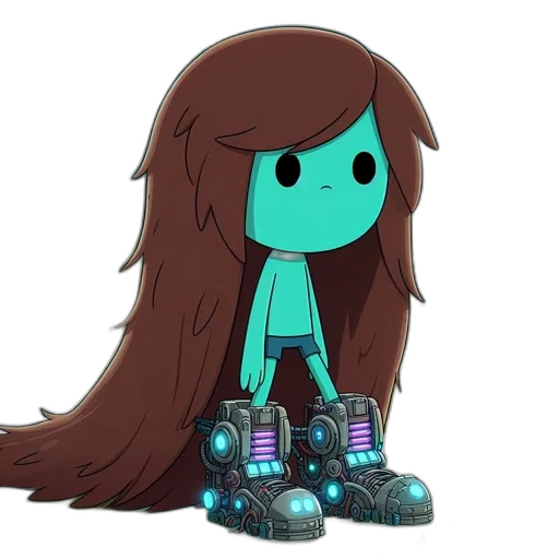robot, hair, creature, shoes, concept art, cartoon, cyberpunk, pixel art transparent PNG cut-out