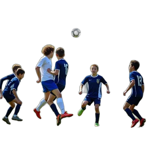 photorealistic, group, young, soccer, players, engaged, match, grassy transparent PNG cut-out