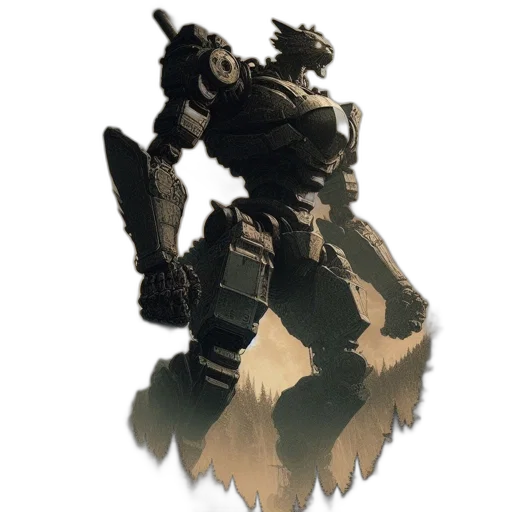 robot, weapon, creature, dragon, concept art, 3d render, fantasy art, pixel art transparent PNG cut-out