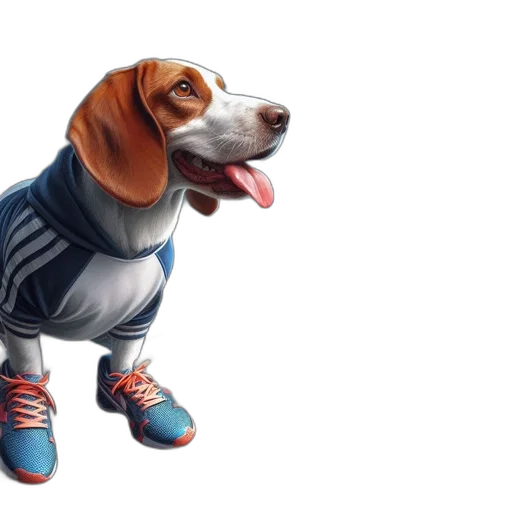 shoes, animal, creature, concept art, photorealistic, watercolor, 3d render, beagle transparent PNG cut-out