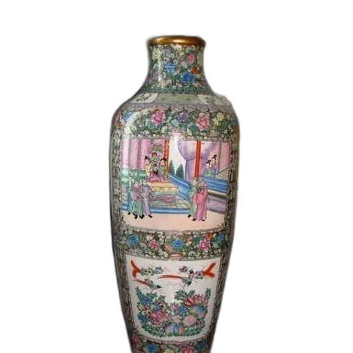 bottle, dress, large, intricately, decorated, vase, scenes, people transparent PNG cut-out