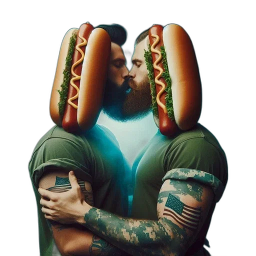 food, animal, concept art, neon lights, two, men, clad, green transparent PNG cut-out