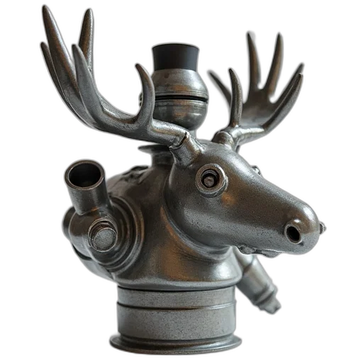 crown, robot, jewelry, 3d render, concept art, moose, carburet, rebuild transparent PNG cut-out