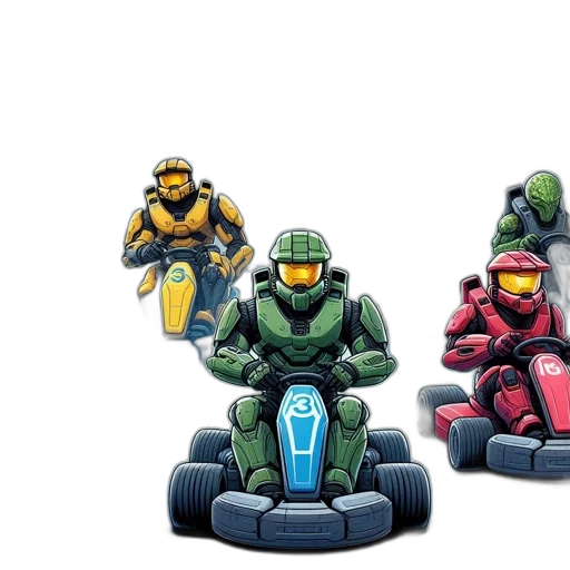 concept art, 3d render, pixel art, group, animated, characters, each, wearing transparent PNG cut-out