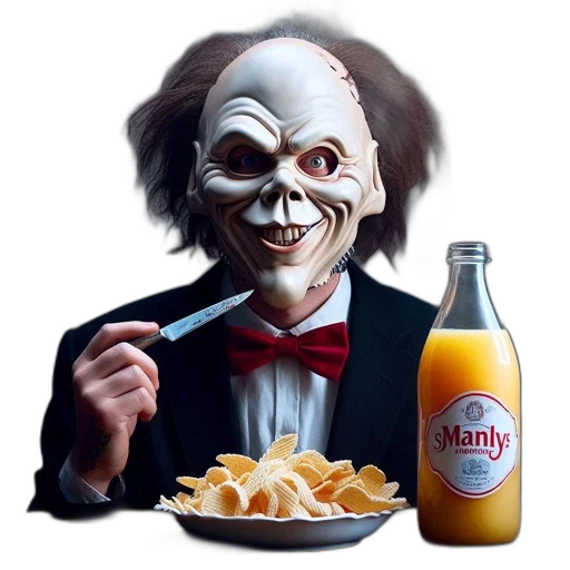 food, mask, creature, face, concept art, photorealistic, 3d render, man transparent PNG cut-out