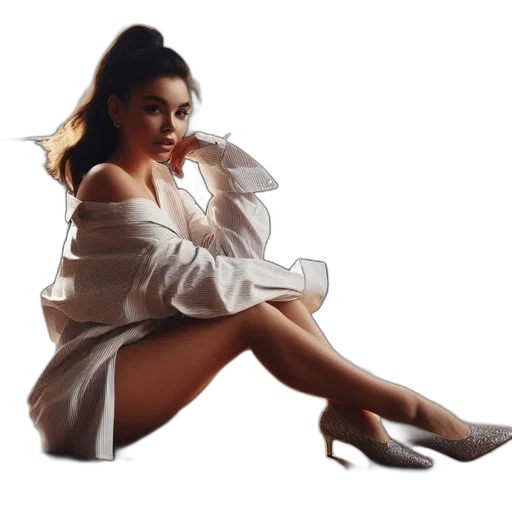 dress, shoes, photorealistic, concept art, 3d render, oil painting, inside, dimly transparent PNG cut-out