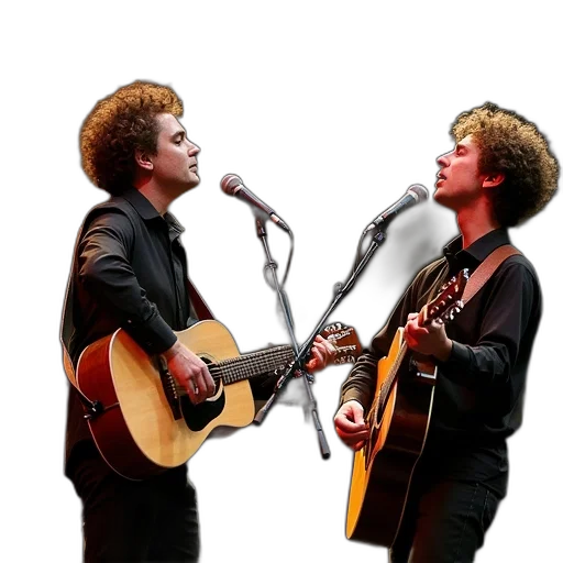 photorealistic, 3d render, concept art, cartoon, simon, garfunkel, greatest, hits transparent PNG cut-out