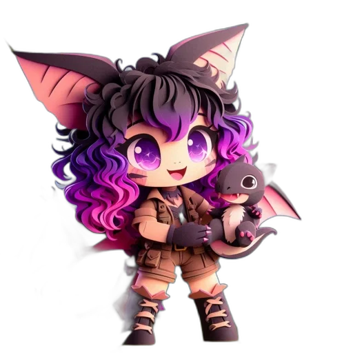 staff, fantasy art, pixel art, concept art, anime, dark, chibi-style, character transparent PNG cut-out