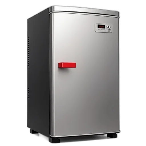 robot, 3d render, modern, sleek, compact, stainless, steel, refrigerator transparent PNG cut-out