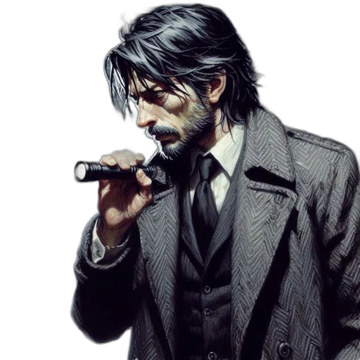 face, staff, mask, comic book art, concept art, pixel art, photorealistic, older transparent PNG cut-out