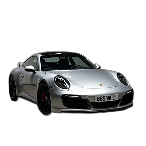 car, 3d render, photorealistic, concept art, silver, porsche, 911, parked transparent PNG cut-out