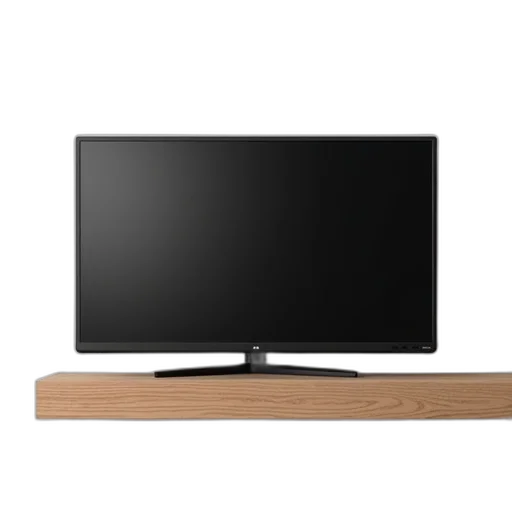 furniture, 3d render, sleek, modern, flat-screen, television, black, bezel transparent PNG cut-out