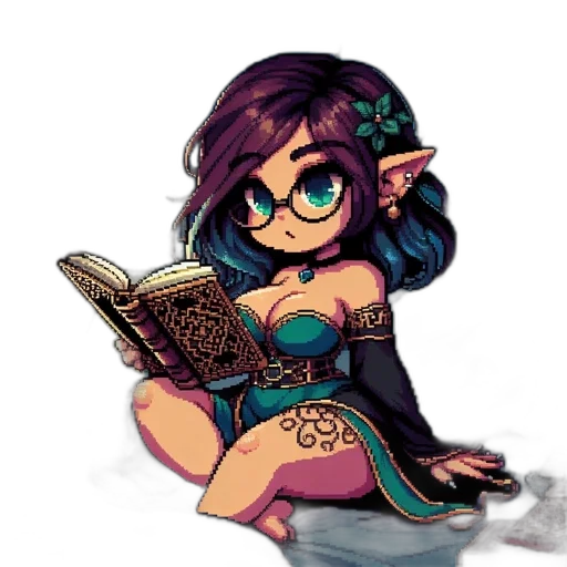 dress, staff, fantasy art, pixel art, concept art, cartoon, dark, colorful transparent PNG cut-out