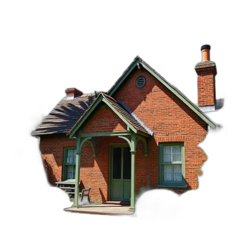 building, furniture, staff, 3d render, photorealistic, quaint, brick, house transparent PNG cut-out