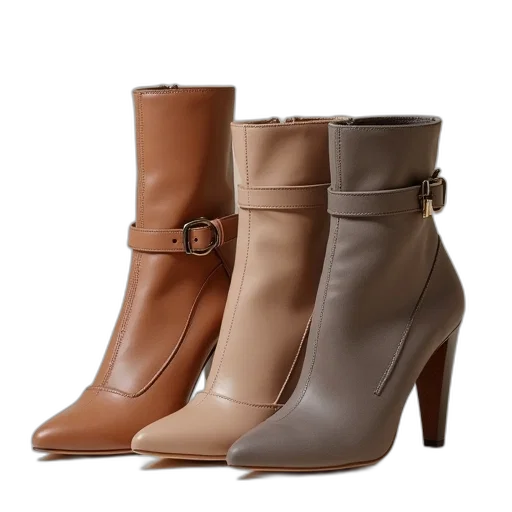 shoes, earth tones, two, heels, buckles, straps, one, heel transparent PNG cut-out