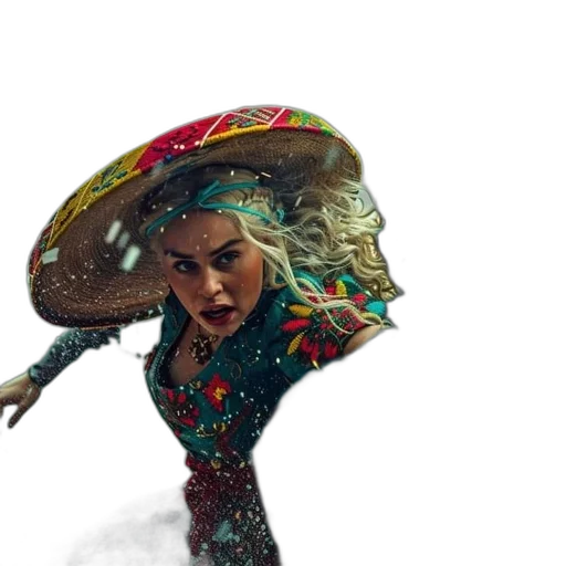 umbrella, hat, hair, dress, concept art, fantasy art, comic book art, photorealistic transparent PNG cut-out