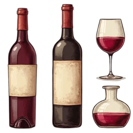 bottle, 3d render, photorealistic, pixel art, concept art, red, collection, wine-related transparent PNG cut-out