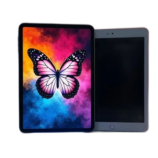 colorful, tablet, butterfly, pattern, cover, displayed, next, black transparent PNG cut-out