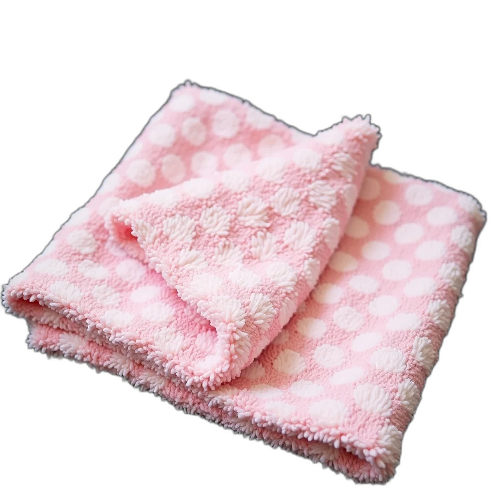 pink, white, polka-dotted, baby, blanket, laid, out, dark transparent PNG cut-out