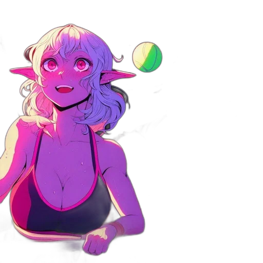 creature, concept art, anime, watercolor, vaporwave, neon lights, outer space, fire transparent PNG cut-out