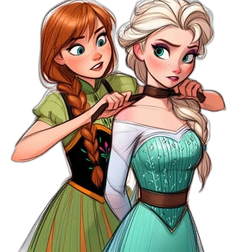 dress, fantasy art, concept art, cartoon, comic book art, snow, green, colorful transparent PNG cut-out